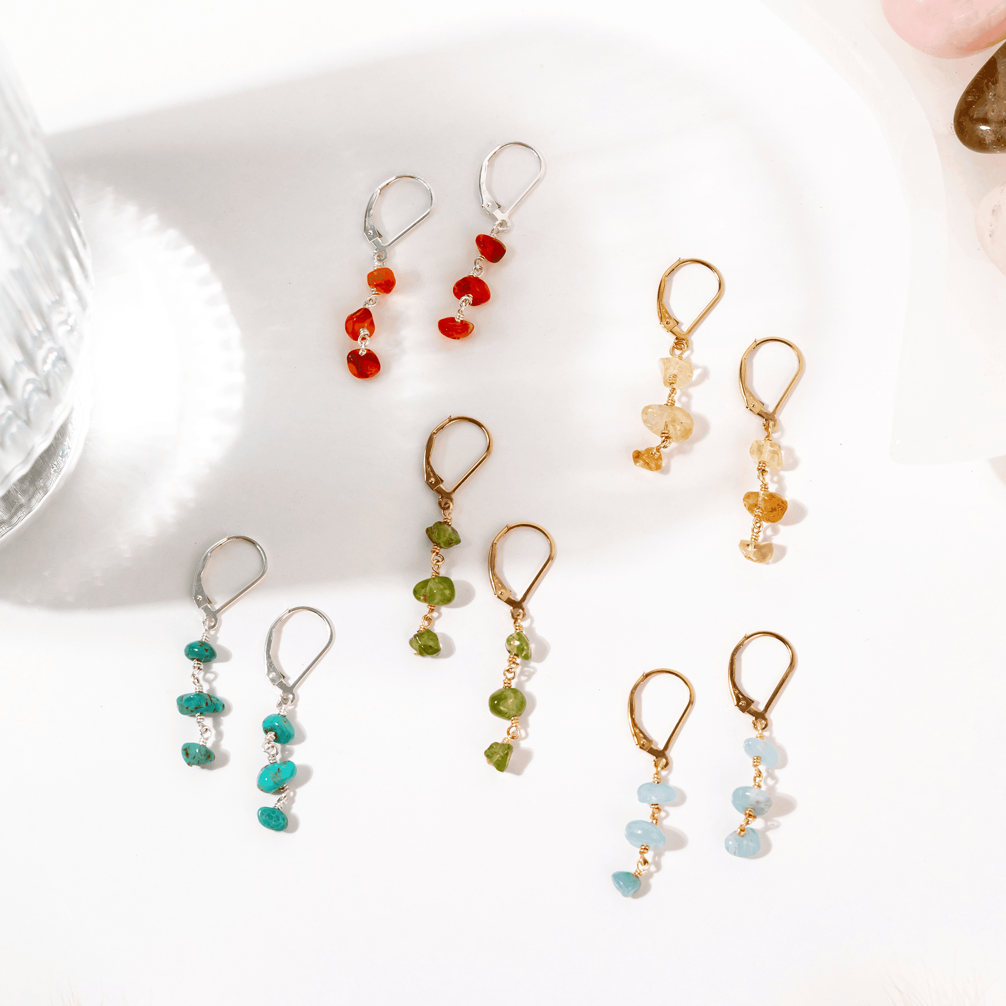 Crystal leverback fashion earrings