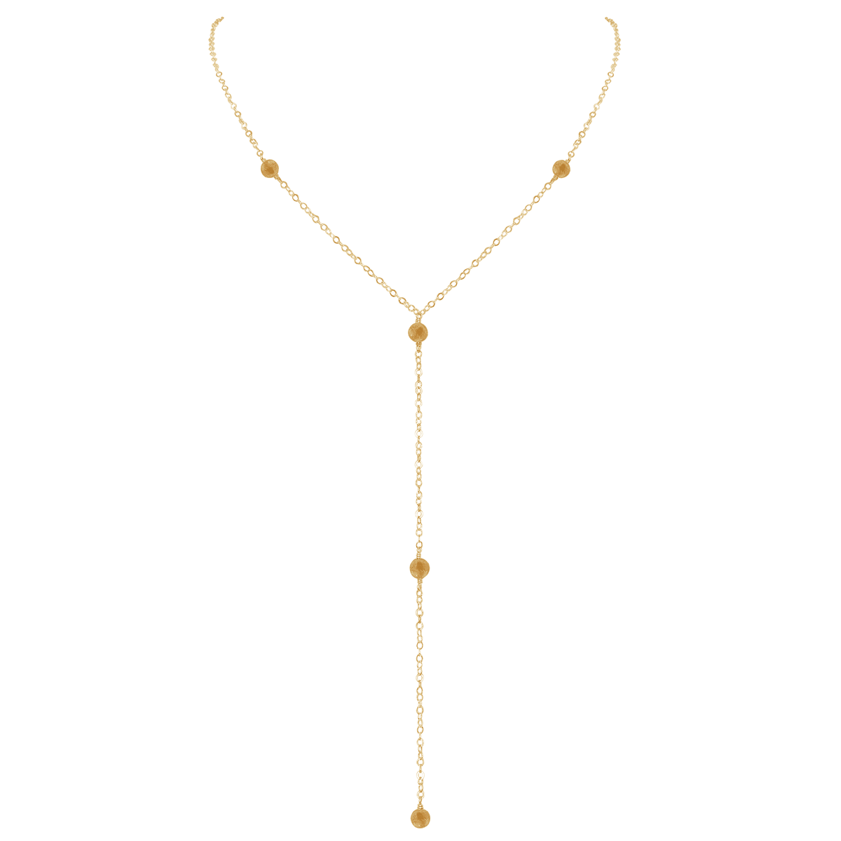 Dainty Citrine Lariat Necklace - Dainty Citrine Lariat Necklace - 14k Gold Fill - Luna Tide Handmade Crystal Jewellery