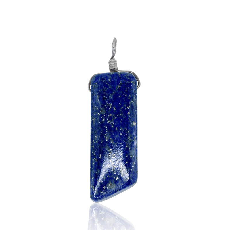 Lapis Lazuli Smooth Point Pendant - Lapis Lazuli Smooth Point Pendant - Stainless Steel - Luna Tide Handmade Crystal Jewellery
