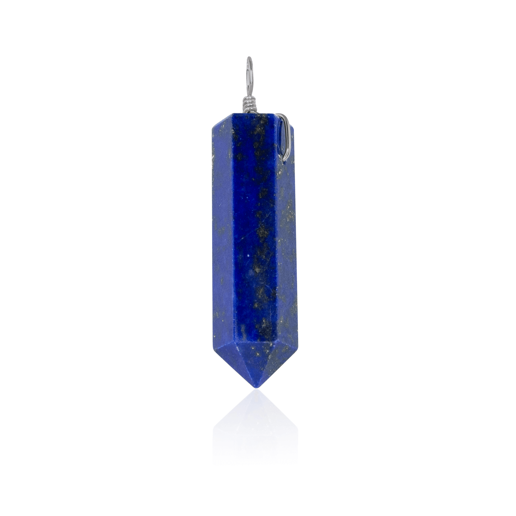 Large Lapis Lazuli Crystal Tower Point Generator Pendant - Large Lapis Lazuli Crystal Tower Point Generator Pendant - Stainless Steel - Luna Tide Handmade Crystal Jewellery