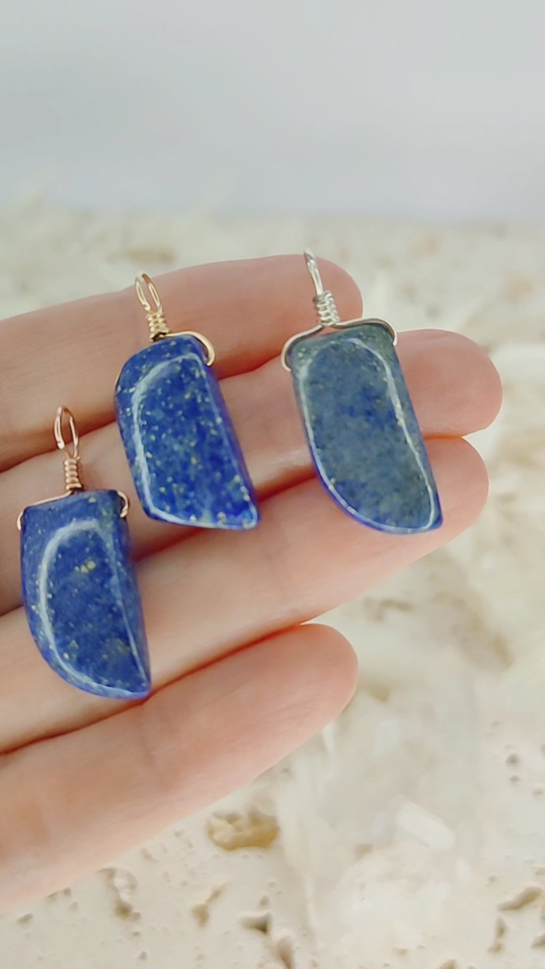 Small Smooth Lapis Lazuli Crystal Pendant with Gentle Point