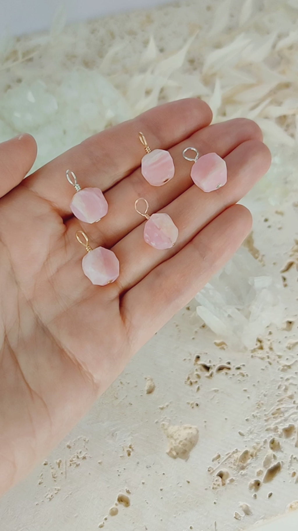 Tiny Raw Pink Peruvian Opal Crystal Pendant