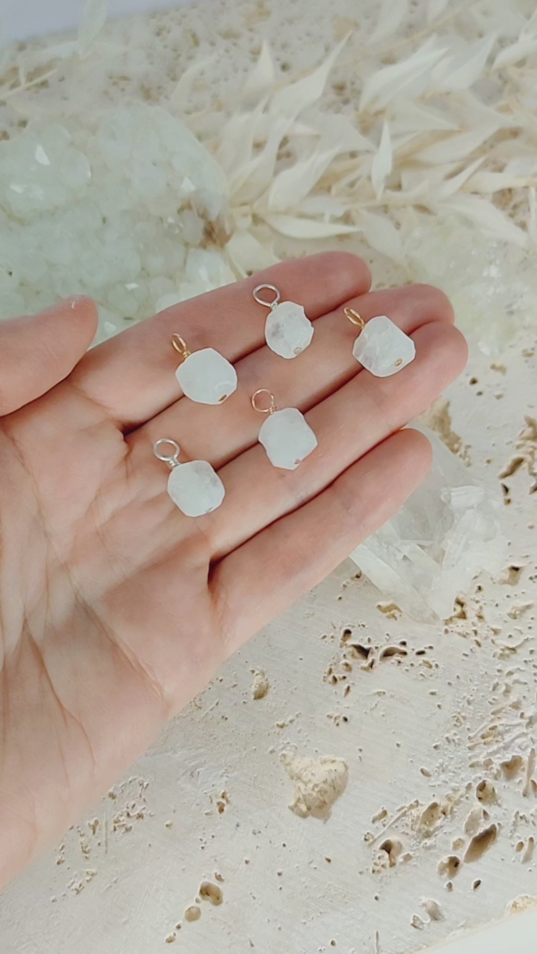 Tiny Raw Rainbow Moonstone Crystal Pendant