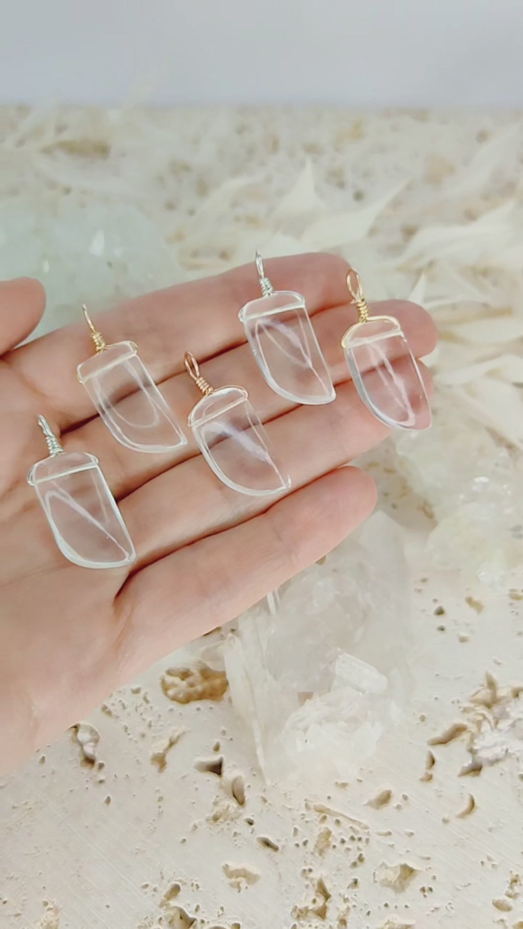 Small Smooth Crystal Quartz Crystal Pendant with Gentle Point