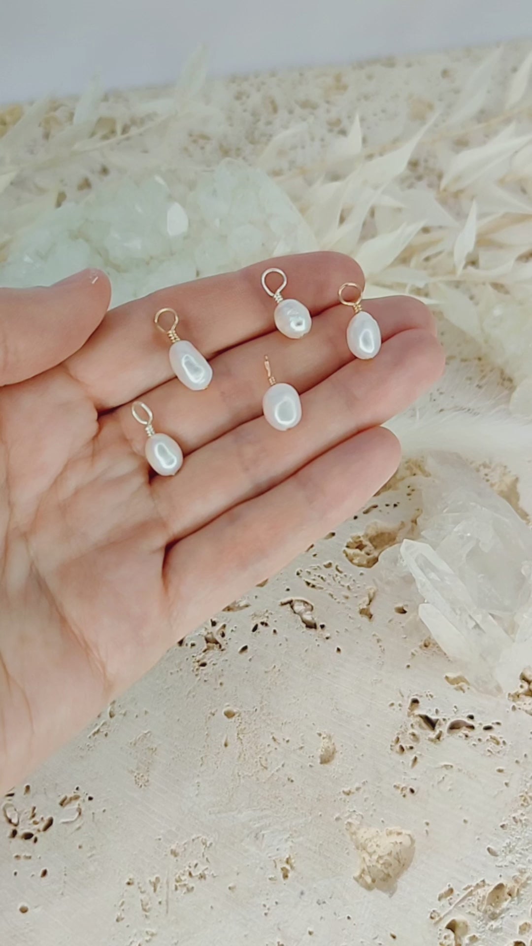 Tiny Raw Freshwater Pearl Crystal Pendant