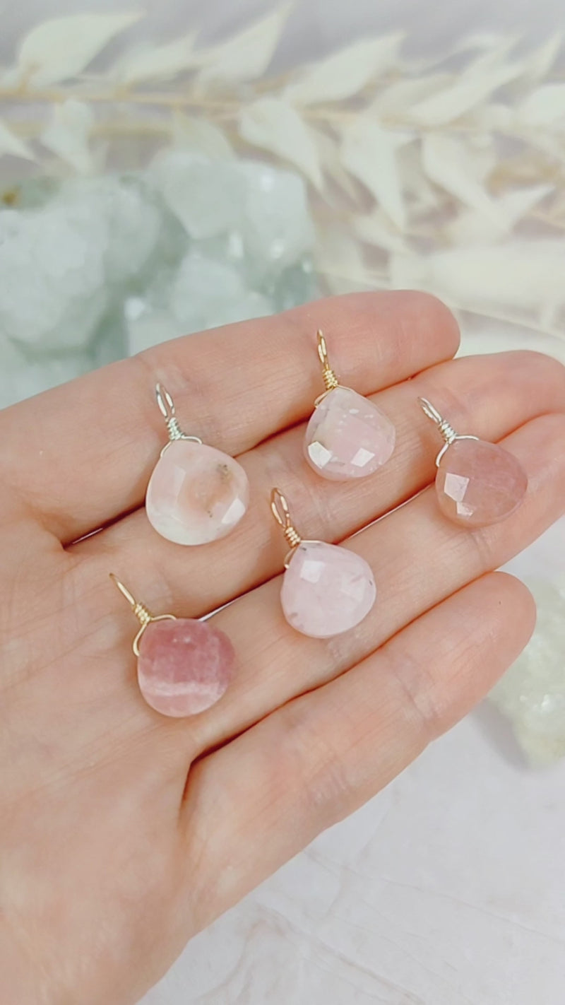 Tiny Pink Peruvian Opal Teardrop Gemstone Pendant