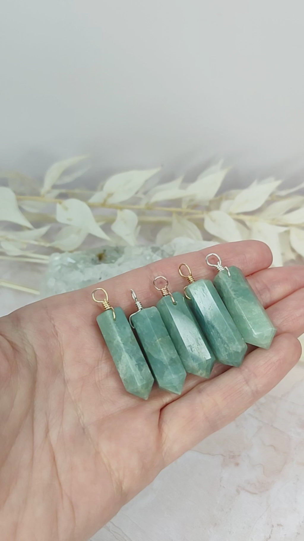 Large Aquamarine Crystal Tower Point Generator Pendant