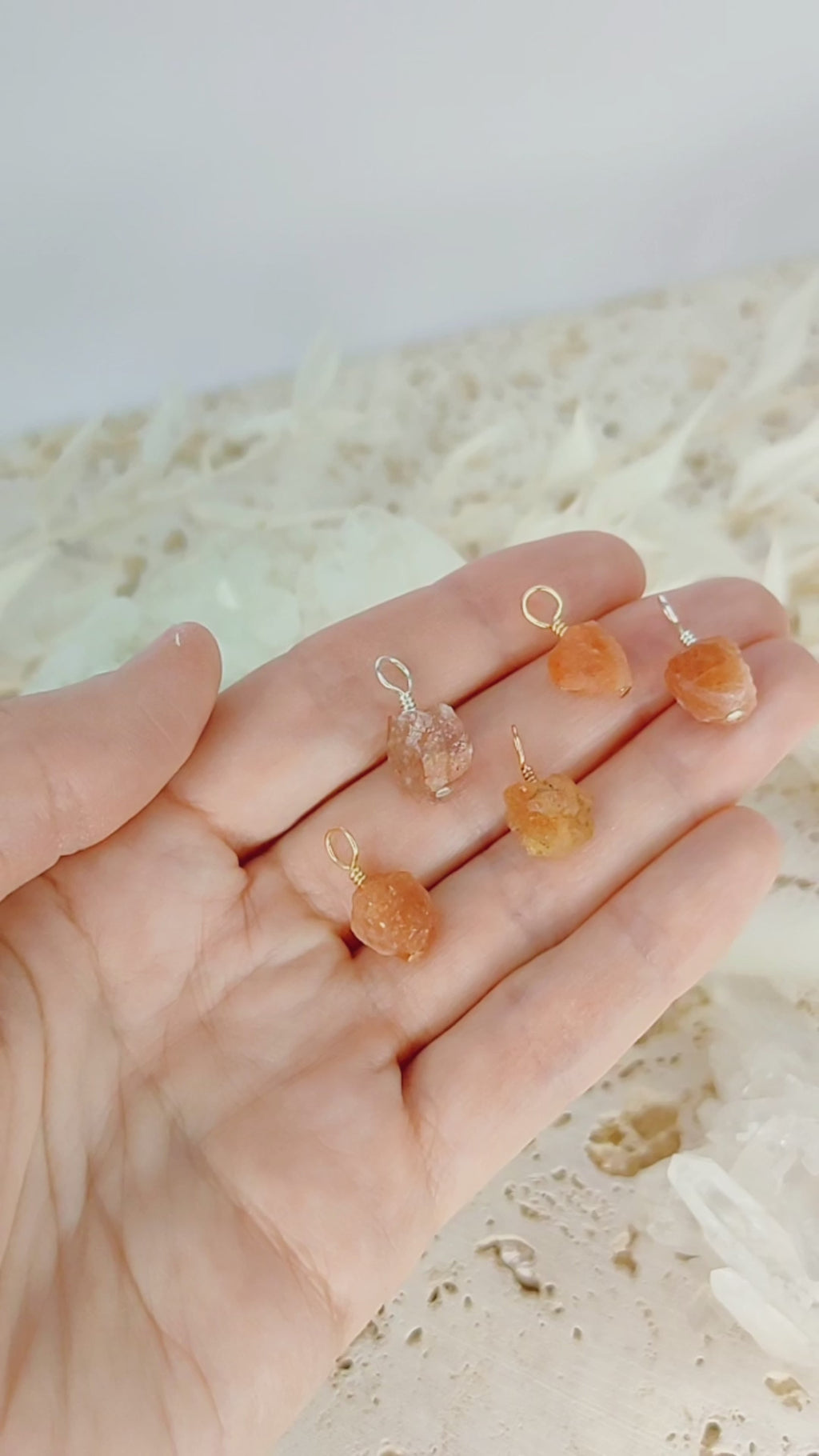 Tiny Raw Sunstone Crystal Pendant