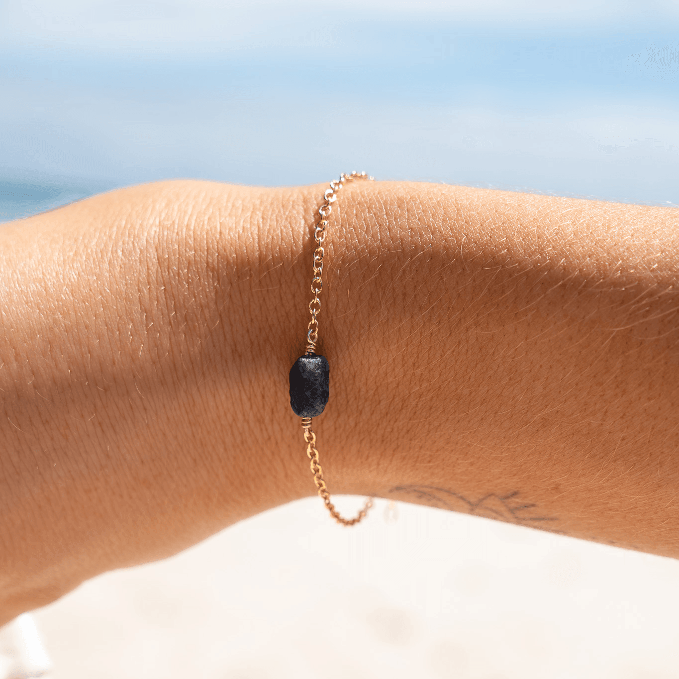 Raw Sapphire Crystal Nugget Bracelet - Raw Sapphire Crystal Nugget Bracelet - 14k Gold Fill - Luna Tide Handmade Crystal Jewellery