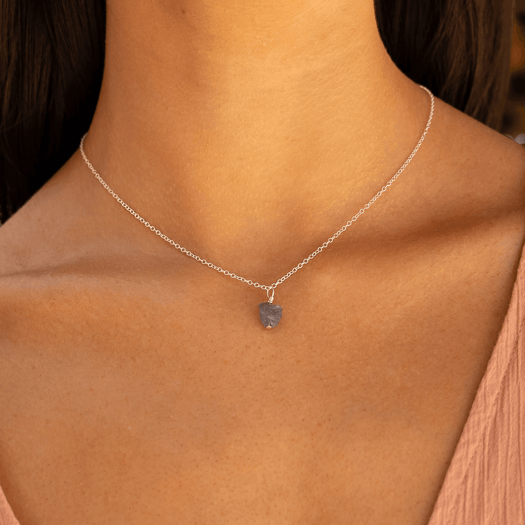 Raw Tanzanite Natural Crystal Pendant Necklace - Raw Tanzanite Natural Crystal Pendant Necklace - 14k Gold Fill / Satellite - Luna Tide Handmade Crystal Jewellery