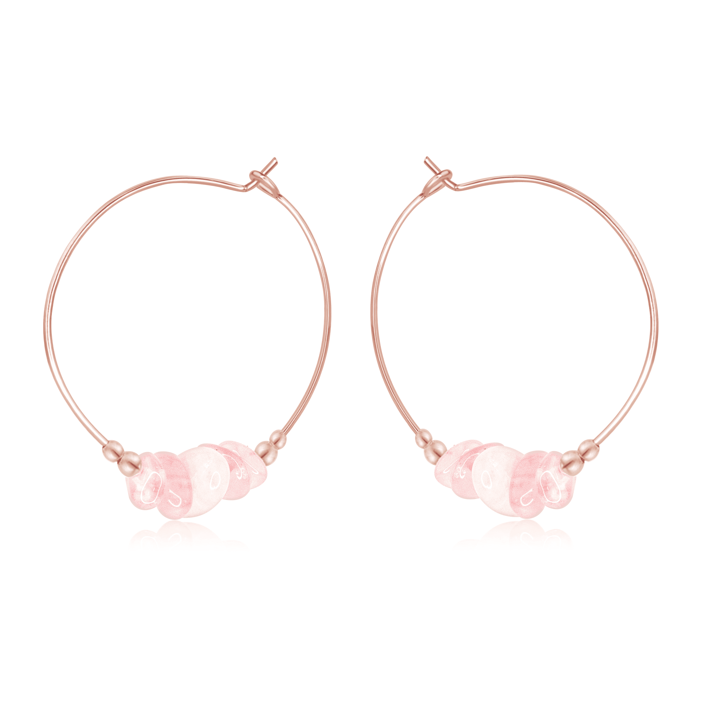 Rose Quartz Crystal Chip Large Hoop Earrings Luna Tide