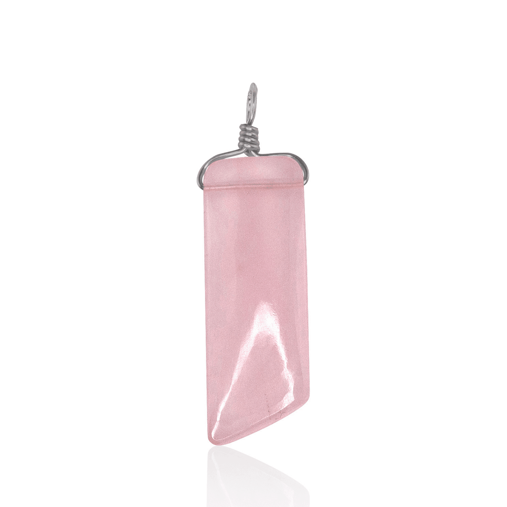 Rose Quartz Smooth Point Pendant - Rose Quartz Smooth Point Pendant - Stainless Steel - Luna Tide Handmade Crystal Jewellery