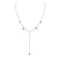 Sunstone Boho Lariat Necklace - Sunstone Boho Lariat Necklace - Stainless Steel - Luna Tide Handmade Crystal Jewellery