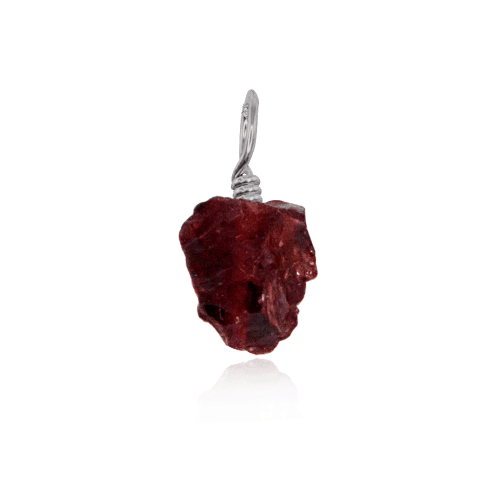 Tiny Raw Garnet Crystal Pendant - Tiny Raw Garnet Crystal Pendant - Stainless Steel - Luna Tide Handmade Crystal Jewellery