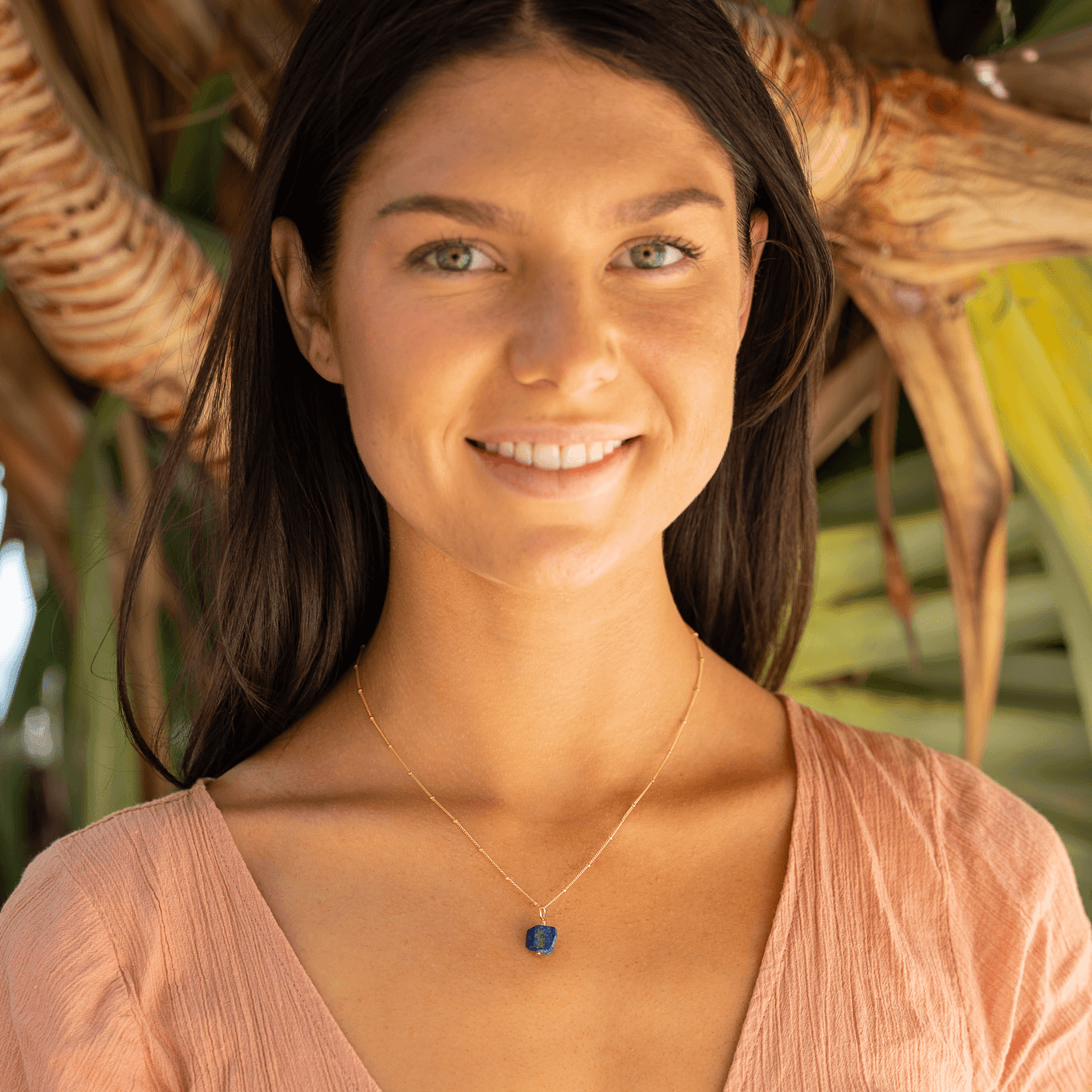 Tiny Raw Lapis Lazuli Pendant Necklace - Tiny Raw Lapis Lazuli Pendant Necklace - Sterling Silver / Cable - Luna Tide Handmade Crystal Jewellery