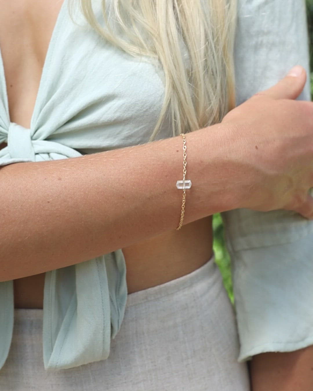 Crystal Quartz Double Terminated Mini Crystal Point Bracelet