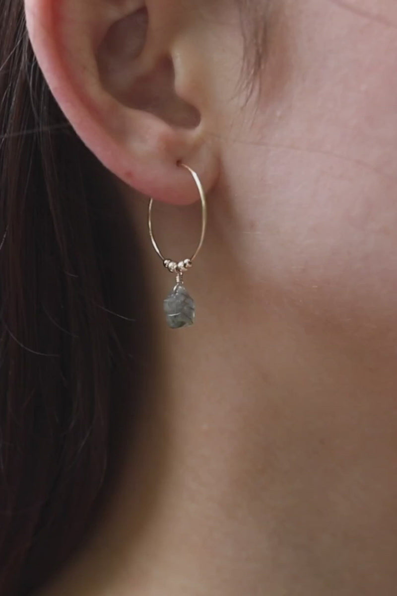 Little Labradorite Crystal Star Hoop Earrings