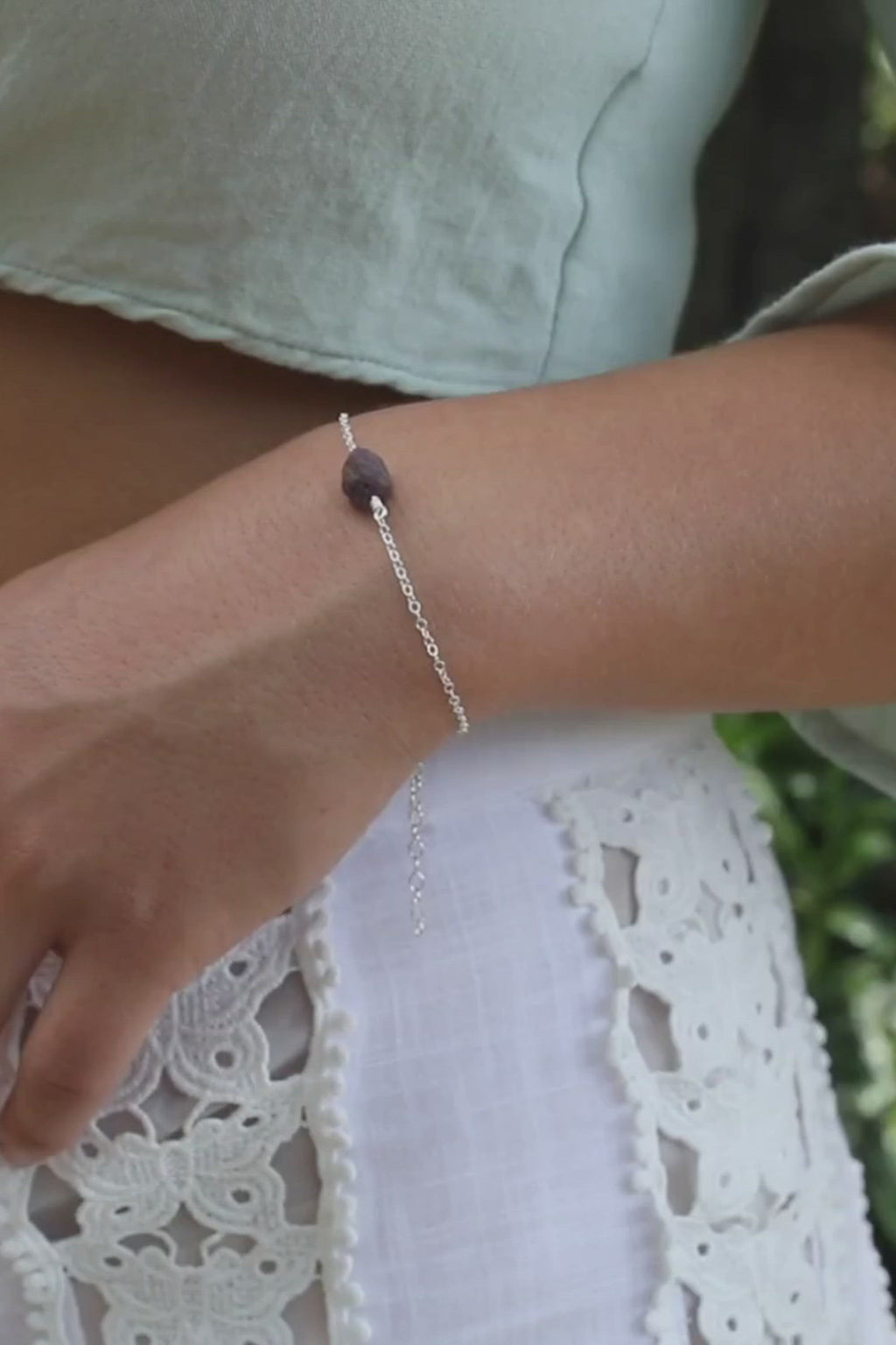 Raw Earth Red Ruby Crystal Nugget Bracelet