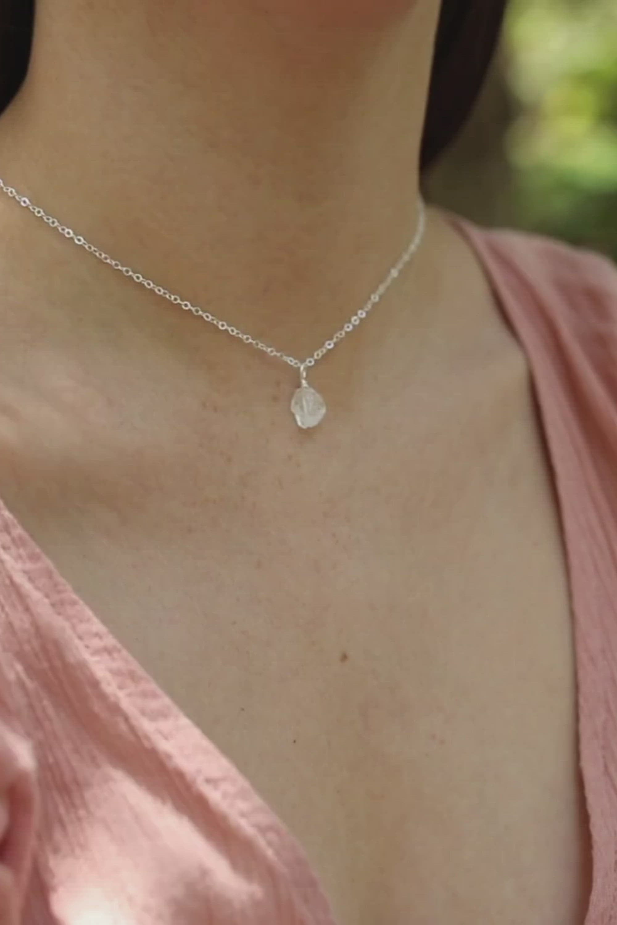 Tiny Rough Crystal Quartz Gemstone Pendant Choker