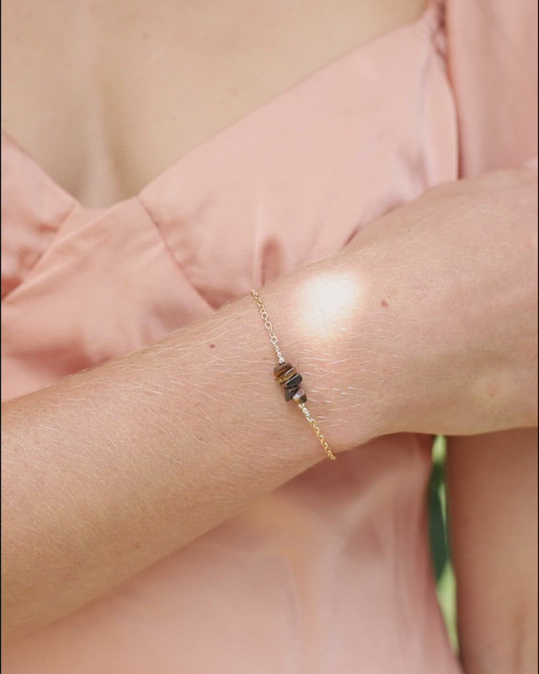 Tiger's Eye Chip Bead Bar Bracelet