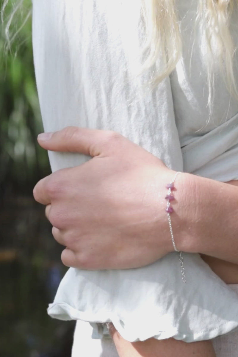 Ruby Beaded Chain Bracelet