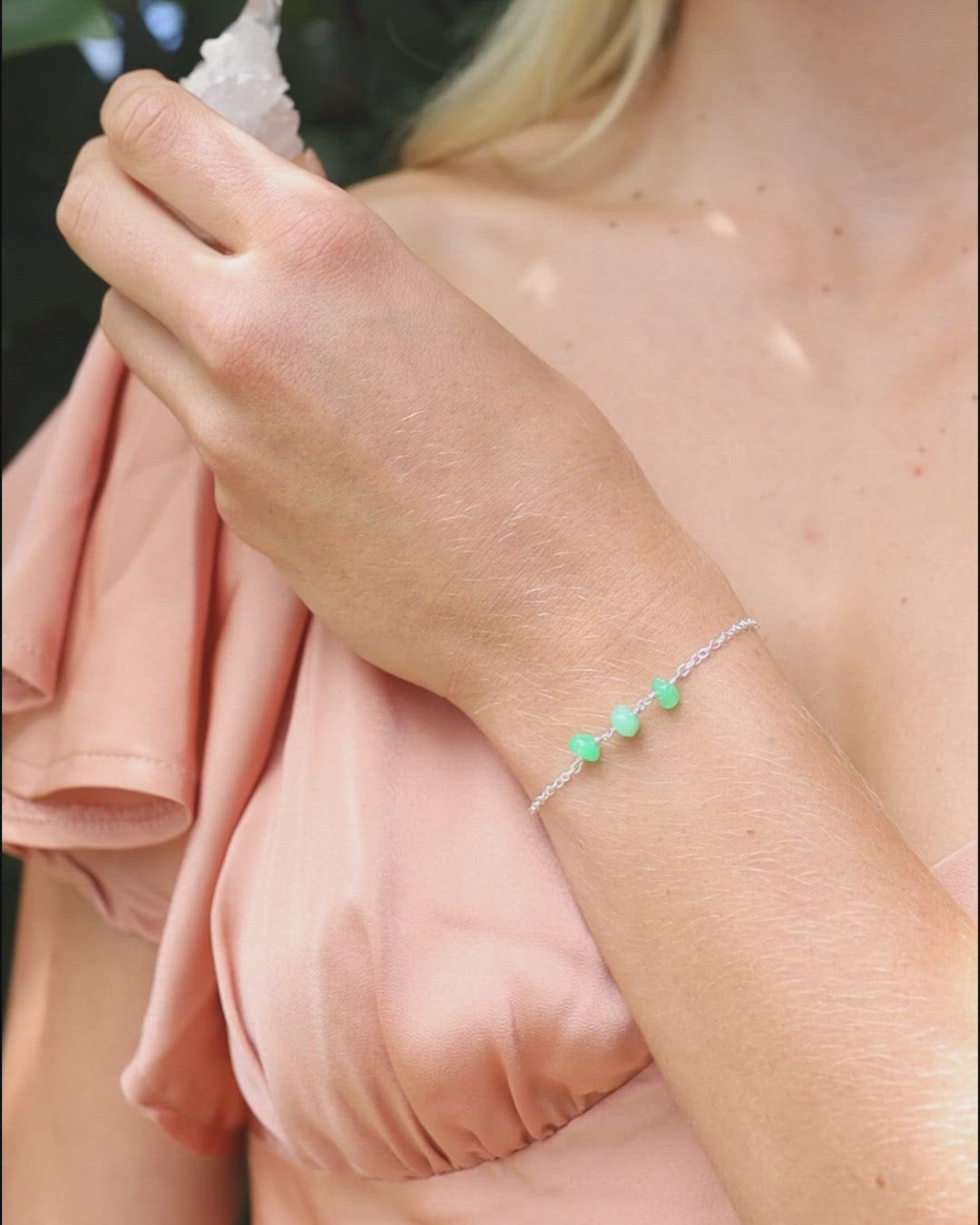 Chrysoprase Beaded Chain Bracelet