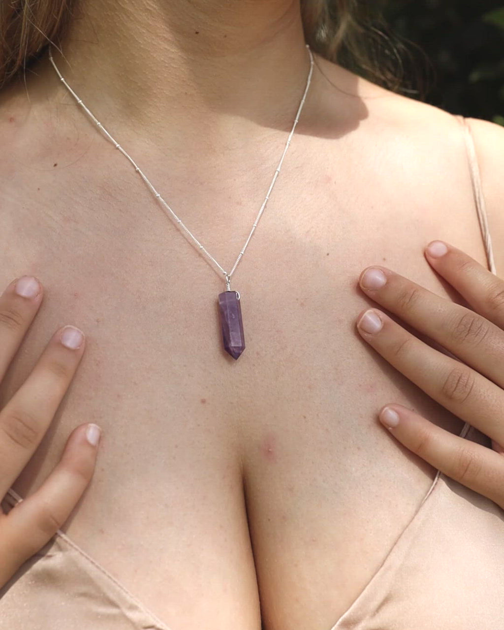 Amethyst Gemstone Generator Tower Point Pendant Necklace