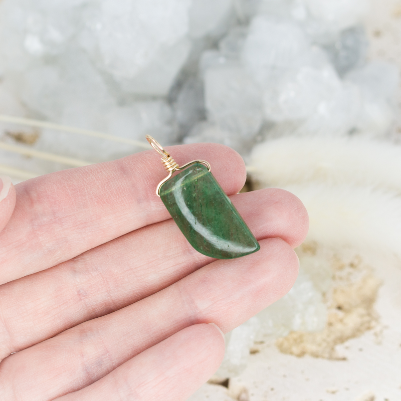 Small Smooth Aventurine Crystal Pendant with Gentle Point