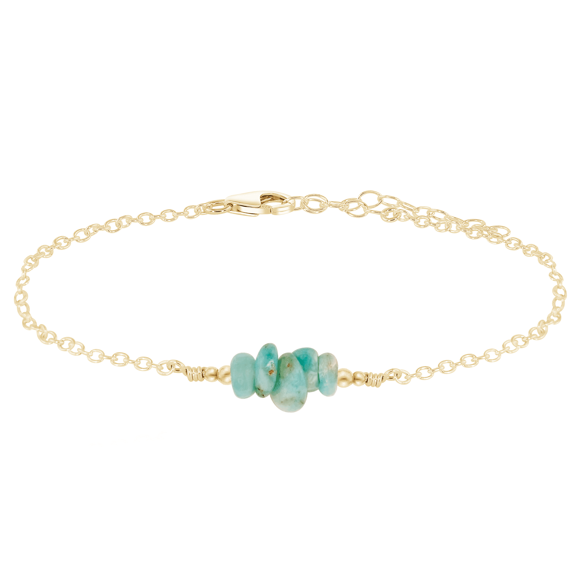 Amazonite Chip Bead Bar Anklet - Amazonite Chip Bead Bar Anklet - 14k Gold Fill - Luna Tide Handmade Crystal Jewellery