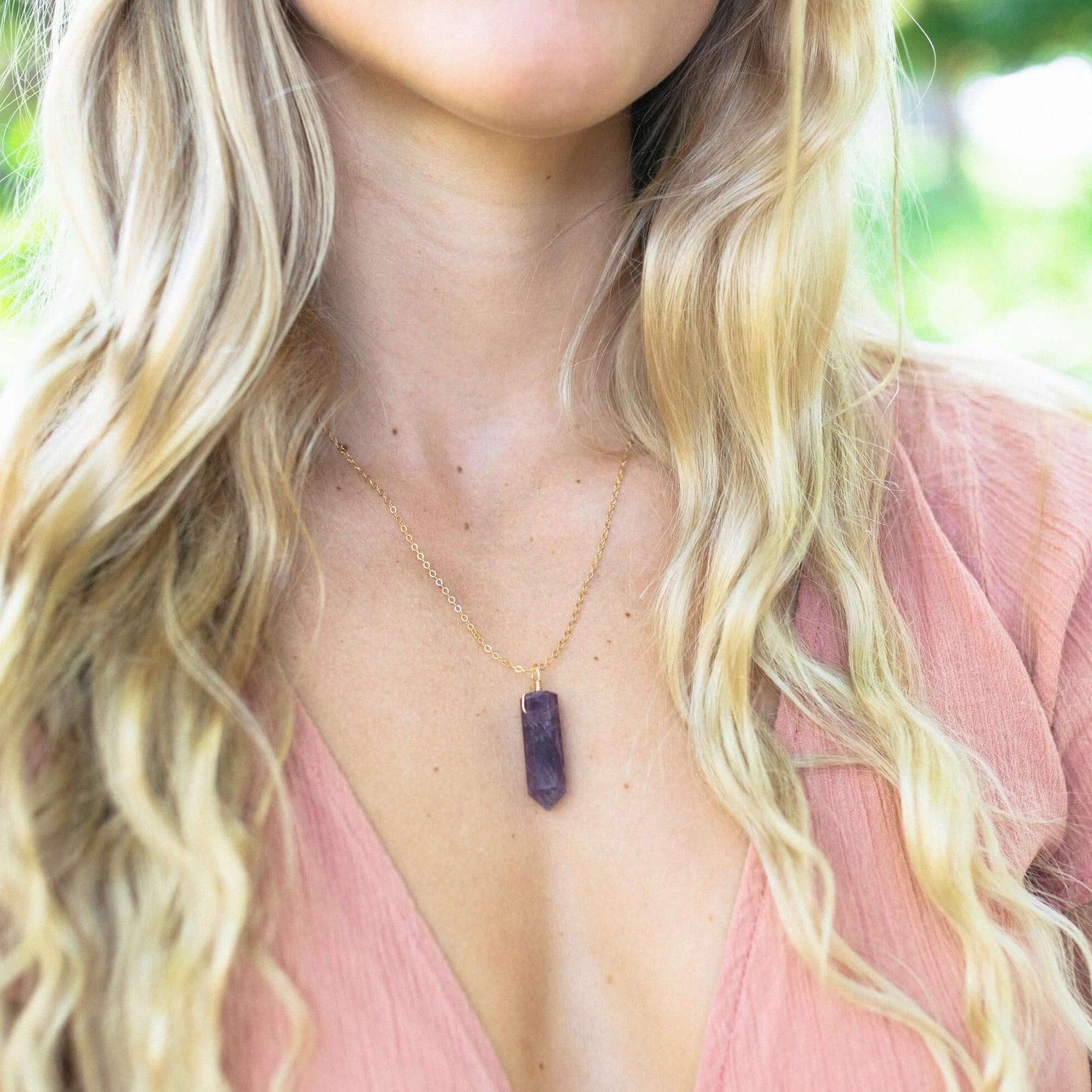 Amethyst Gemstone Generator Tower Point Pendant Necklace - Amethyst Gemstone Generator Tower Point Pendant Necklace - Sterling Silver / Satellite - Luna Tide Handmade Crystal Jewellery