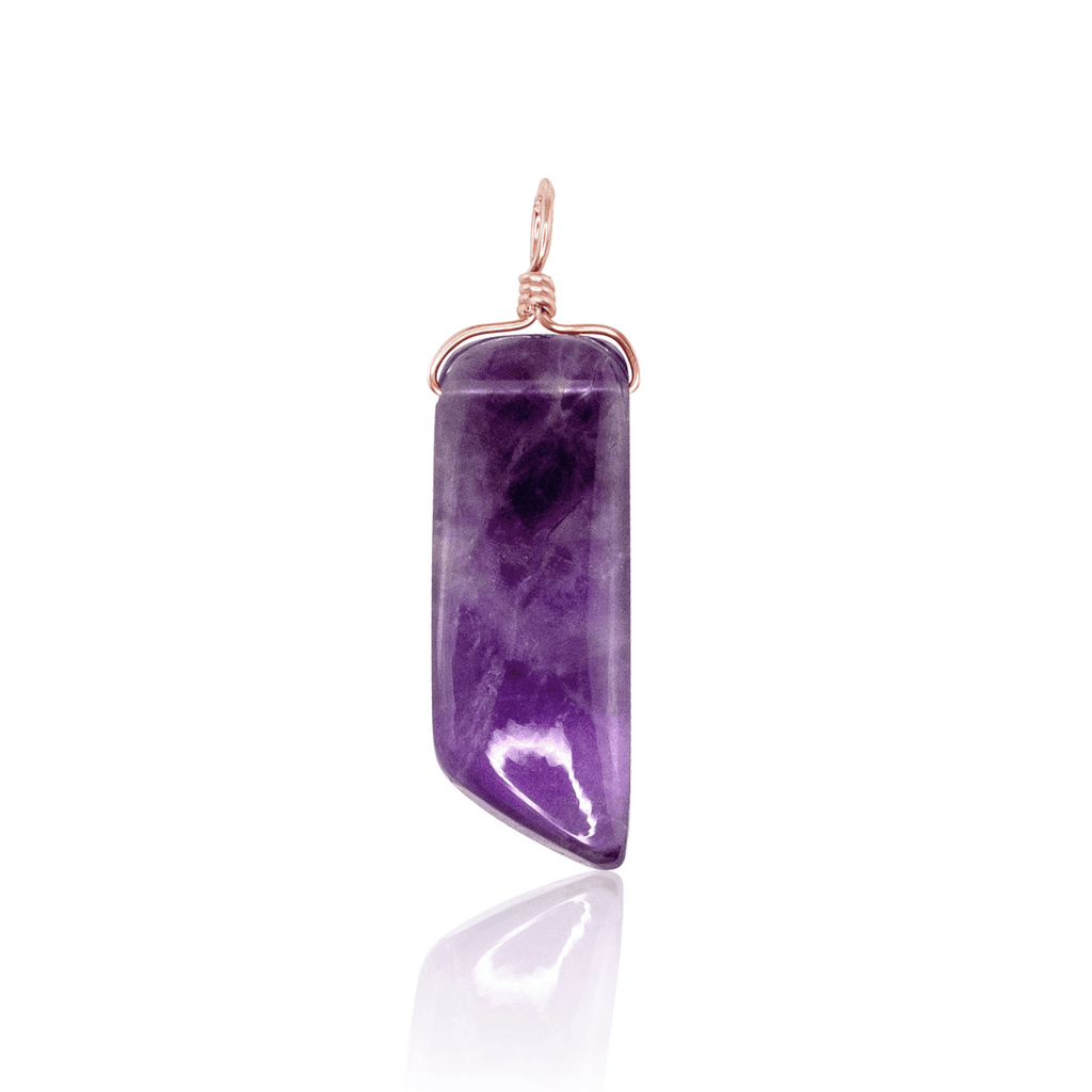 Amethyst Smooth Point Crystal Pendant - Amethyst Smooth Point Crystal Pendant - 14k Rose Gold Fill - Luna Tide Handmade Crystal Jewellery