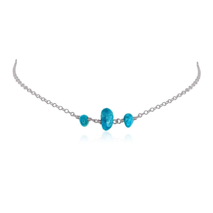 Apatite Beaded Chain Choker Necklace - Apatite Beaded Chain Choker Necklace - Stainless Steel - Luna Tide Handmade Crystal Jewellery
