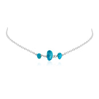 Beaded Chain Choker - Apatite - Sterling Silver - Luna Tide Handmade Jewellery