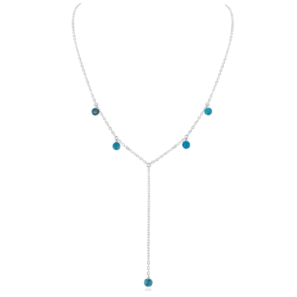 Apatite Boho Lariat Necklace - Apatite Boho Lariat Necklace - Sterling Silver - Luna Tide Handmade Crystal Jewellery