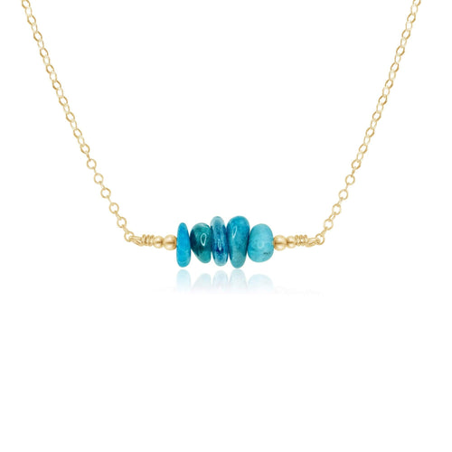 Apatite Chip Bead Bar Necklace - Apatite Chip Bead Bar Necklace - 14k Gold Fill - Luna Tide Handmade Crystal Jewellery