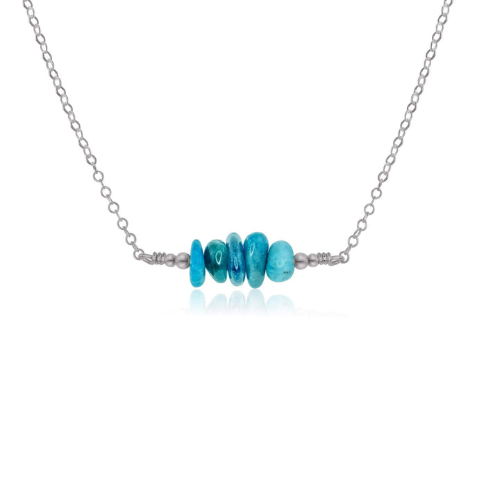 Apatite Chip Bead Bar Necklace - Apatite Chip Bead Bar Necklace - Stainless Steel - Luna Tide Handmade Crystal Jewellery