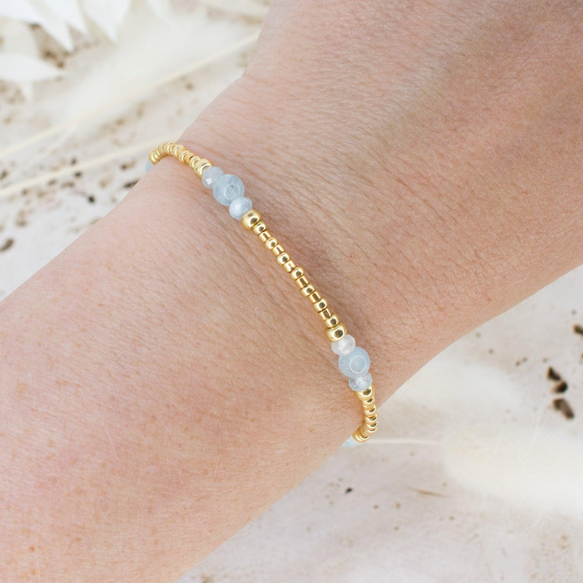 Aquamarine Ancient Tides Bracelet - Aquamarine Ancient Tides Bracelet - 14k Gold Fill - Luna Tide Handmade Crystal Jewellery