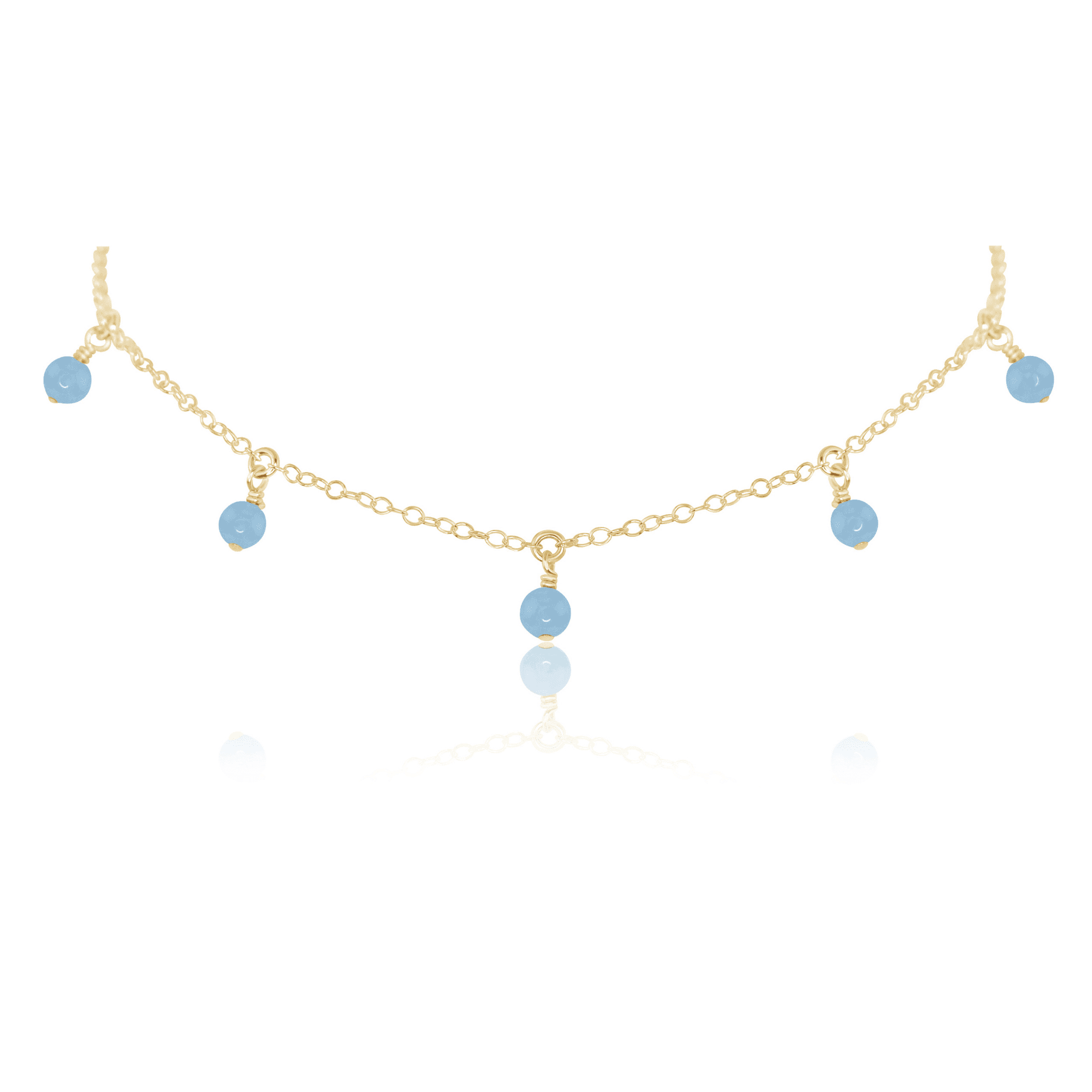 Aquamarine Bead Drop Choker - Aquamarine Bead Drop Choker - 14k Gold Fill - Luna Tide Handmade Crystal Jewellery