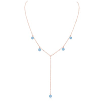 Boho Y Necklace - Aquamarine - 14K Rose Gold Fill - Luna Tide Handmade Jewellery