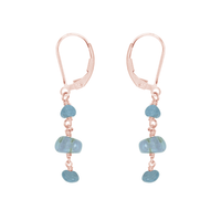 Aquamarine Crystal Beaded Chain Dangle Leverback Earrings - Aquamarine Crystal Beaded Chain Dangle Leverback Earrings - 14k Rose Gold Fill - Luna Tide Handmade Crystal Jewellery