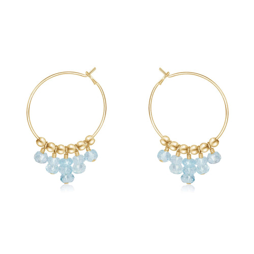Aquamarine Statement Hoop Earrings - Aquamarine Statement Hoop Earrings - 14k Gold Fill - Luna Tide Handmade Crystal Jewellery
