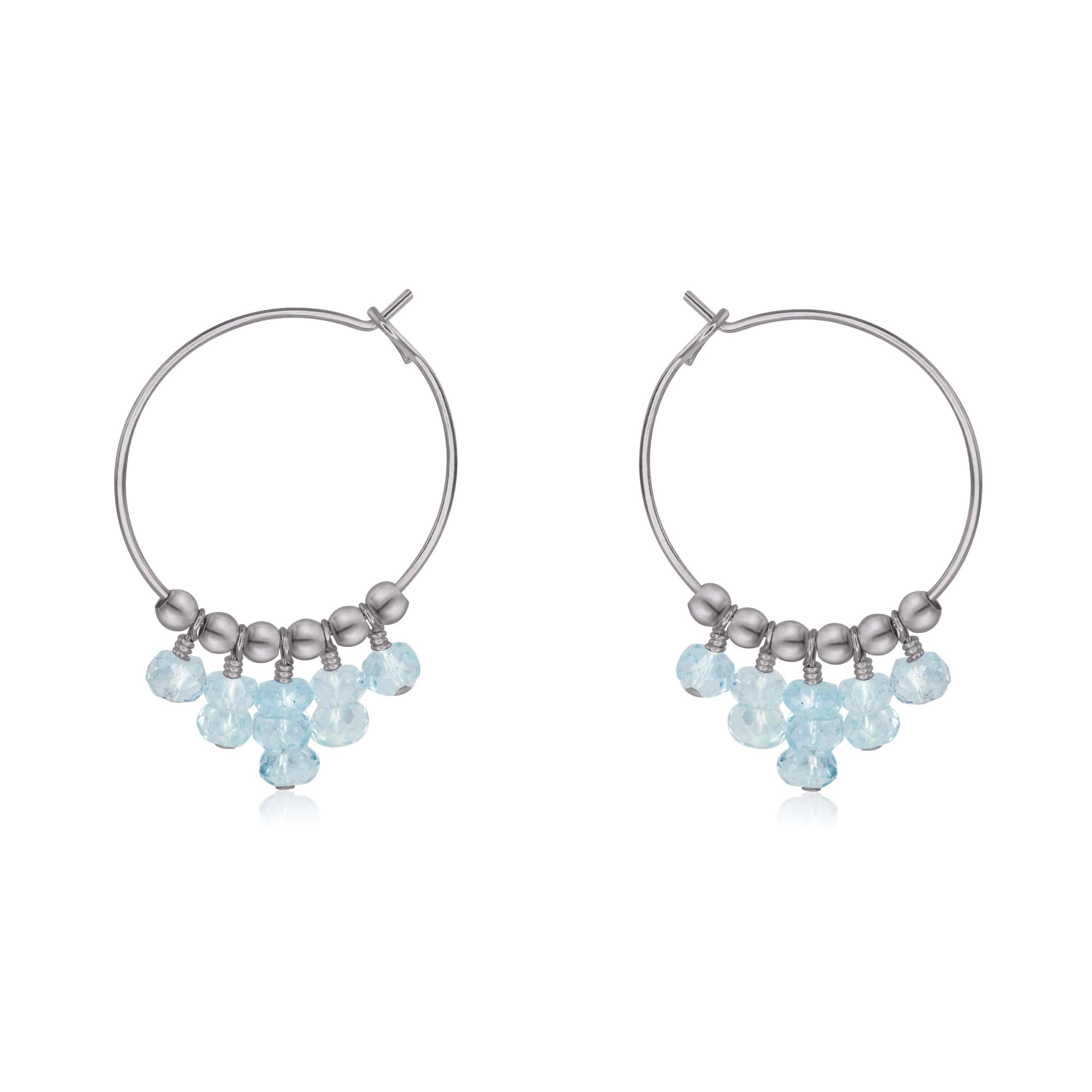 Aquamarine Statement Hoop Earrings - Aquamarine Statement Hoop Earrings - Stainless Steel - Luna Tide Handmade Crystal Jewellery