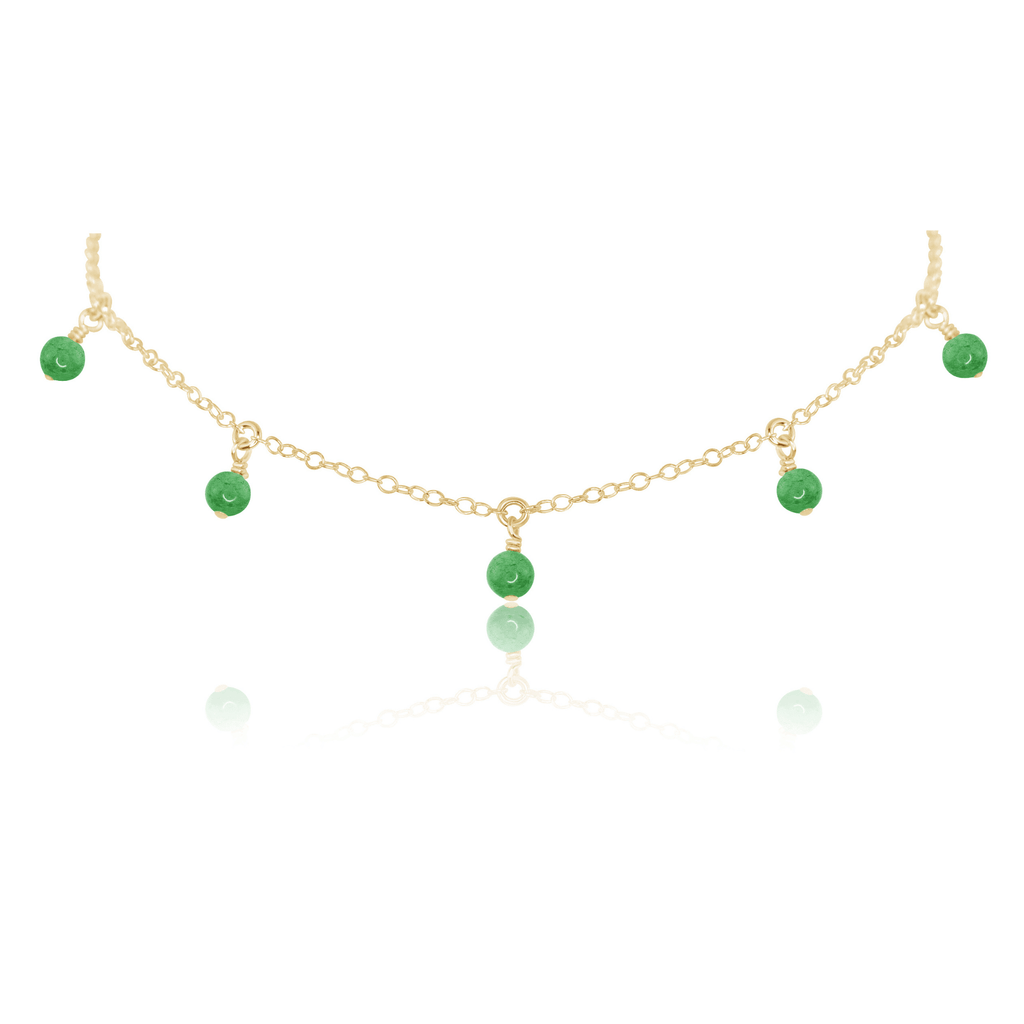 Aventurine Bead Drop Choker - Aventurine Bead Drop Choker - 14k Gold Fill - Luna Tide Handmade Crystal Jewellery