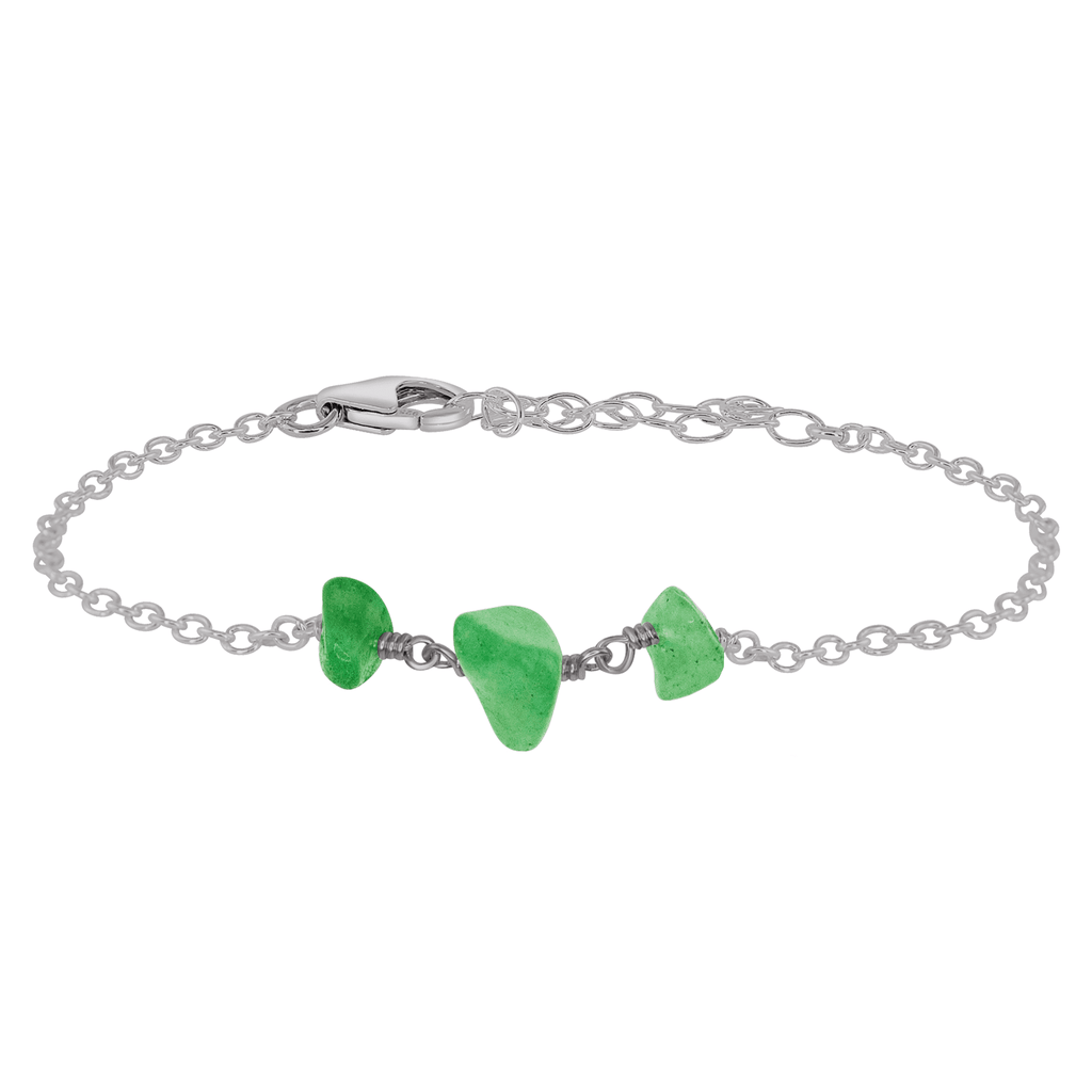 Aventurine Beaded Chain Bracelet - Aventurine Beaded Chain Bracelet - Stainless Steel - Luna Tide Handmade Crystal Jewellery