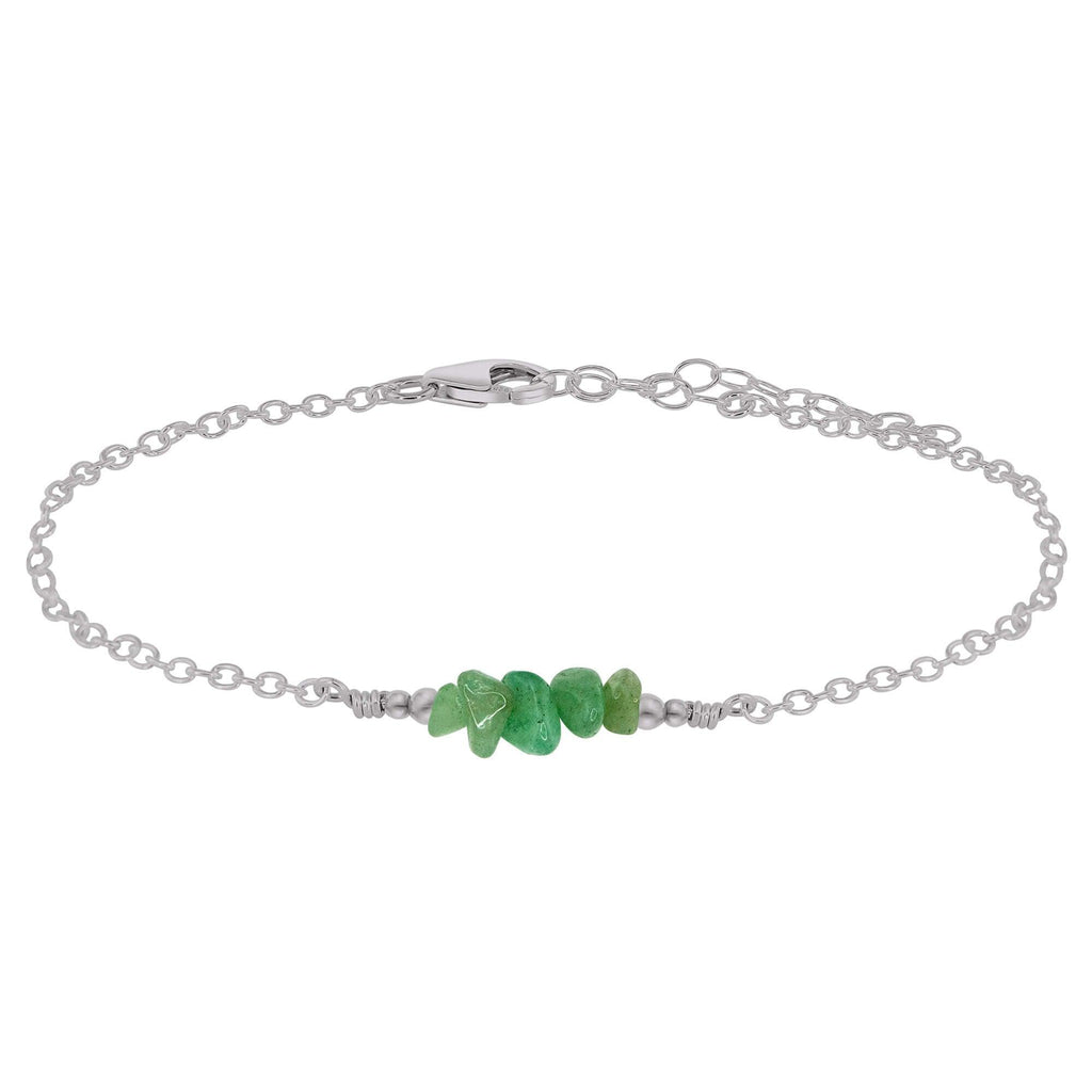 Aventurine Chip Bead Bar Anklet - Aventurine Chip Bead Bar Anklet - Stainless Steel - Luna Tide Handmade Crystal Jewellery