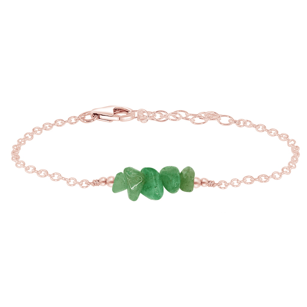 Aventurine Chip Bead Bar Bracelet - Aventurine Chip Bead Bar Bracelet - 14k Rose Gold Fill - Luna Tide Handmade Crystal Jewellery