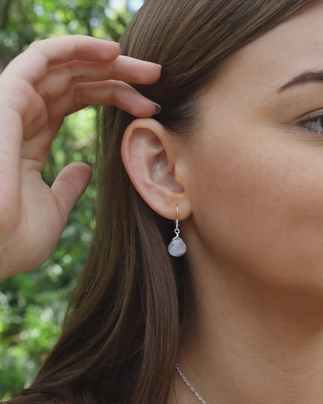 Blue Lace Agate Gemstone Teardrop Dangle Earrings