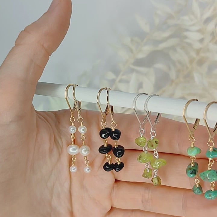 Custom Crystal Beaded Chain Dangle Leverback Earrings