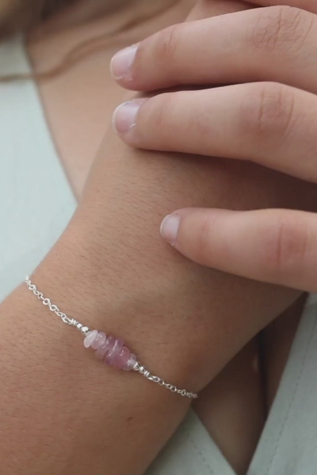 Rose quartz Chip Bead Bar Bracelet