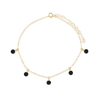 Bead Drop Anklet - Black Onyx - 14K Gold Fill - Luna Tide Handmade Jewellery
